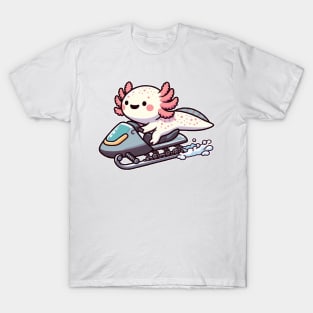 Axolotl Funny Snowmobiling T-Shirt